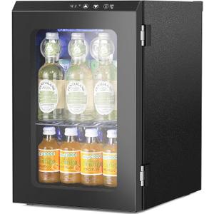 Antarctic Star 18L Mini Fridge Cooler 24Can, Beverage Refrigerator with Quiet Compressor, LED Light,Freestanding Small Fridge with Electronic Temperature Control for Home and Bar(40-61 ℉), 0.6Cu.Ft