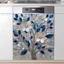 AOHMPT Dishwasher Magnet Sticker Cover Panel Decal Refrigerator Magnetic Sticker Decorative for Kitchen Decoration,Fridge Door Cover, Appliances Stickers (Flower, 23.03"x25.59")