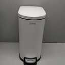 Garvee 2.6 Gallon / 10L Metal Bathroom Trash Can with Lid, Slim Step-On Bin with Soft-Close, Removable Inner Bucket & Rear Handle, Waterproof, White