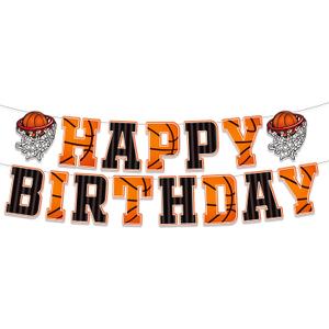 Basketball Happy Birthday Banners Party Decorations?Basketball Slam Dunk Garland Birthday Party Bunting Sign for Kids Teenagers Boys Men