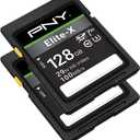 PNY 128GB Elite-X Class 10 U3 V30 SDXC Flash Memory Card - 100MB/s, 4K UHD, HD, UHS-I, Full Size SD (Pack of 2)