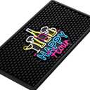 Preboun Bar Mat with Fluorescent Pattern Thick Rubber Non Slip Black Bar Spill Mats for Coffee Kitchen Restaurants Countertop Entertaining Home Service(1 Pcs,5.91 x 11.81 Inch)