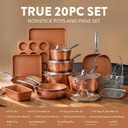 Gotham Steel Hammered 20 Pc Ceramic Cookware Set Nonstick, True Ceramic Pots and Pans Set Non Stick with Deep Square Pan Set & Bakeware Set, Non Toxic PFOA PFOS Free, Oven & Dishwasher Safe
