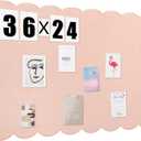 Mooliwe Scalloped Felt Bulletin Board 36 x 24 Inches Foldable Flesh Pink Pin Cork Board Alternative for Wall, 3' x 2' Trifold Picture Vision Self Adhesive Bulletin Decorative