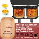 200PCS Air Fryer Liners for Ninja, 8.6 x 5.5 inch Disposable Air Fryer Paper Dual Basket, Non-Stick Unbleached Parchment Paper Baking Accessories Liners for Natural Ninja DZ201 DZ401