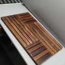 Utoplike Teak Wood Bath Mat, 32 x 20 inch Large Wooden Shower Mat for Bathroom, Non Slip Wood Floor Sturdy Mat for Inside Shower Luxury Spa Home or Outdoor