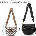 FODOKO Small Checkered Crossbody Bag Nylon Bum Bags shoulder Purses Handbags Wallets for Women (Caramel)