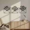 3 Pcs Envelope Flower Wall Art Decor Black Metal Wall Sculpture Decor Hanging Iron Flowers Bedroom Bathroom Art Flower Line Sculpture Minimalist Decoration, 9.84 x 9.84 Inch