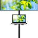 PERLESMITH Mobile TV Stand for 23-60 Inch LCD LED Flat/Curved Screen TVs, Tilt TV Cart Holds up to 88Lbs, Portable TV Stand with Laptop Shelf, Rolling TV Floor Stand Max VESA 400x400mm (PSTVMC06)