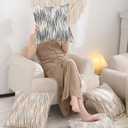 Tosleo Boho Chenille Tufted Couch Throw Pillow Covers 18x18 Inch Set of 2 Farmhouse Yellow and Blue Striped Decorative Pillow Covers Accent Neutral Square Pillowcase Textured Cushion Covers