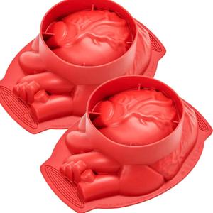 2 Pack Silicone Heart Mold With Support Base for Halloween Cake, Candy, Chocolate, Jelly or Pudding - Large Volume Baking