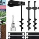 Eurmax USA Ground Anchors Screw in Trampoline Anchors High Wind Tent Stakes Heavy Duty Ground Stakes Trampoline Stakes Anchor Kit Set of 4 Bonus 4 Strong Belt (Black)