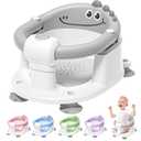 TPN Baby Bath Seat for Babies 6 Months & Up, Non-Slip Toddler Bath Seat with 5 PCS Waterproof Emoji Stickers, Portable Infant Bath Seat for Baby(Grey)