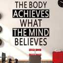 SEATUNE Large Gym Wall Decals - Inspirational Quotes Motivational Sports Wall Stickers - Office Bedroom Classroom Home Garage Vinyl Art Wall Decor - The Body Achieves What The Mind Believes 20"X24"
