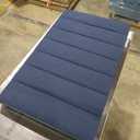 YUHUASHI upholstered Platform Bed Frame/Twin Bed Frame/Modern Geometric Double-Wing Design headboard/Linen Fabric/Easy to Assemble no Noise (Navy Blue, Twin)