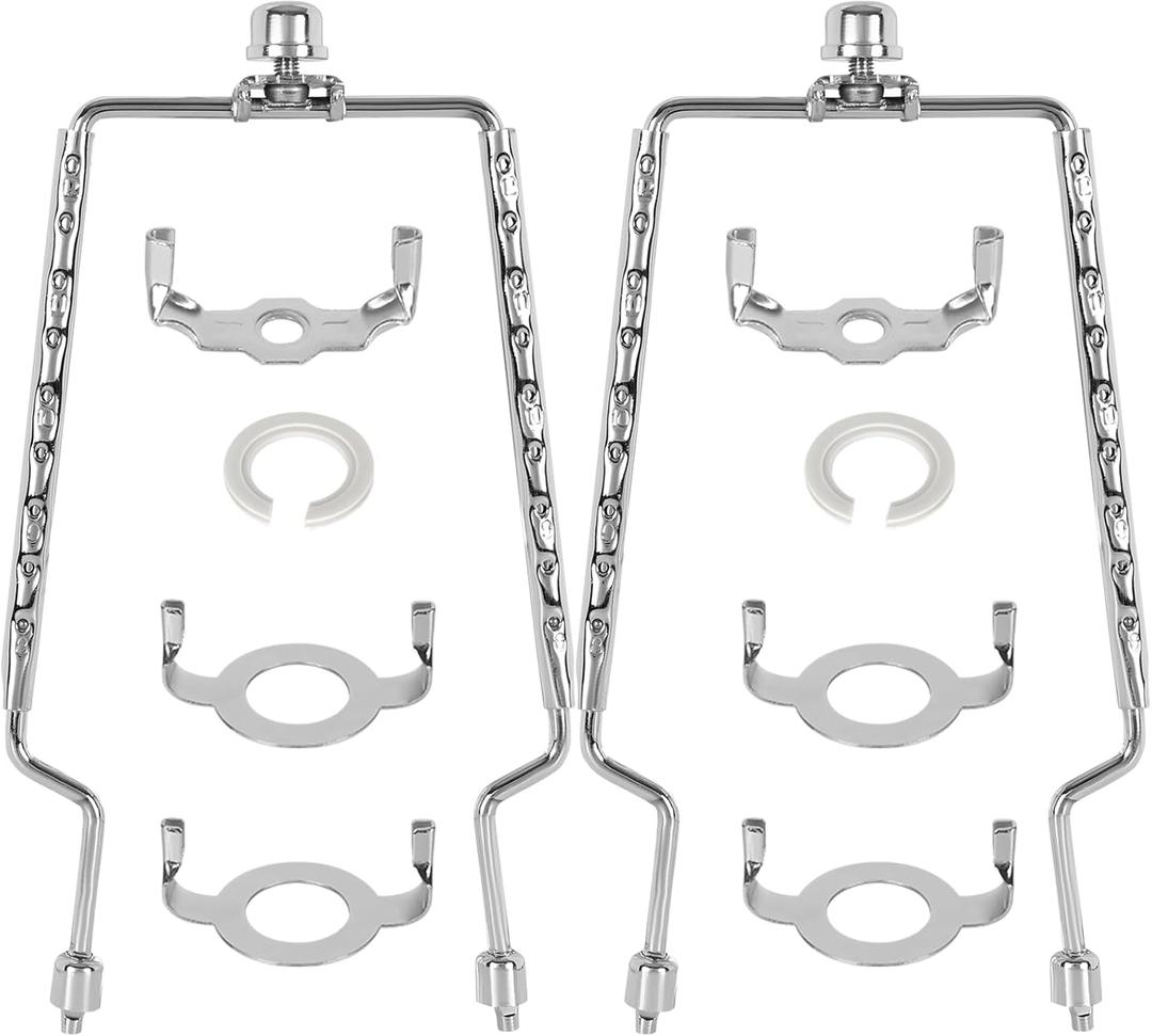 Adjustable Height Lamp Shade Holder 8-12 Inches Adjustable Range 8 9 10 11 12 Inch 0.5 Inches a Span, Fit Both Standard Lamp Rod E14 E26 E27 Light Base UNO Fitter Adapter Converter Finial Set (Nickel)