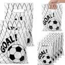 PEUTIER 50pcs Soccer Gift Bags - Plastic Goodie Bags for Team Kids Teens Games Sports Events (White)