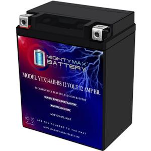 Mighty Max Battery YTX14AH-BS - 12 Volt 12 AH, 210 CCA, Rechargeable Maintenance Free SLA AGM Motorcycle Battery