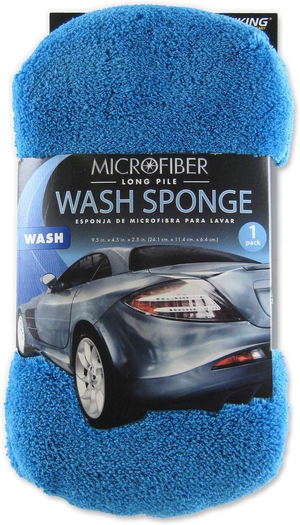 Viking Car Care 844300 Long Pile Microfiber Car Wash Sponge - 9.5 Inch x 4.5 Inch, Colors May Vary (Assorted)