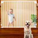 35-55" No Bottom Bar Baby Gates for Stairs, 39" Extra Tall Child Safety Gate with Auto Close Large Walk Thru Door, Hardware Mount Dog Gate Pet Gate for The House Doorways, Indoor Outdoor use (White)