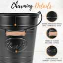 Autumn Alley Farmhouse Bathroom Trash Can - Decorative Rustic Black Trash Can Bucket with Wooden Handle for Bathroom, Bedroom, Office, Kitchen, Western Country Home Dcor, 2 Gal., Matte Black