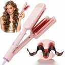 Curling Iron Hair Crimper Waver - CHIKYO 3 Barrel Rovy Wave Curling Iron, 1.25 Inch Ionic Beach Waves Curling Wand, Deep Waver Hair Curler Hot Tool with Ceramic for Women, Dual Voltage, Easy to Use