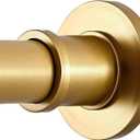 BRIOFOX Industrial Shower Curtain Rod - Rustproof Non-Slip 43-72 Inches Tension Curtain Rod for Window or Bathroom,Frosted Gold Painted Finial