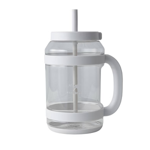 REDUCE WaterDay 80 oz Water Jug with Time/Ounce Markings - Spill-Proof Straw, Durable Tritan - Big Water Bottle for Daily Hydration - Dishwasher Safe, Clear & Easy to Clean, White Bud
