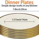 Salad & Dessert Plates, Set of 6, 8 inch, White Porcelain with Gold Trim, Elegant Ceramic Appetizer Plates for Bread, Snack and Finger Food, Round Serving Dishes for Wedding & Dinner Party  White Gold Trim, 8 inch