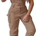 DMHBHZH Jumpsuits for Women, Sleeveless Adjustable Straps Belted Ankle Tied Loose Bib Overalls, M