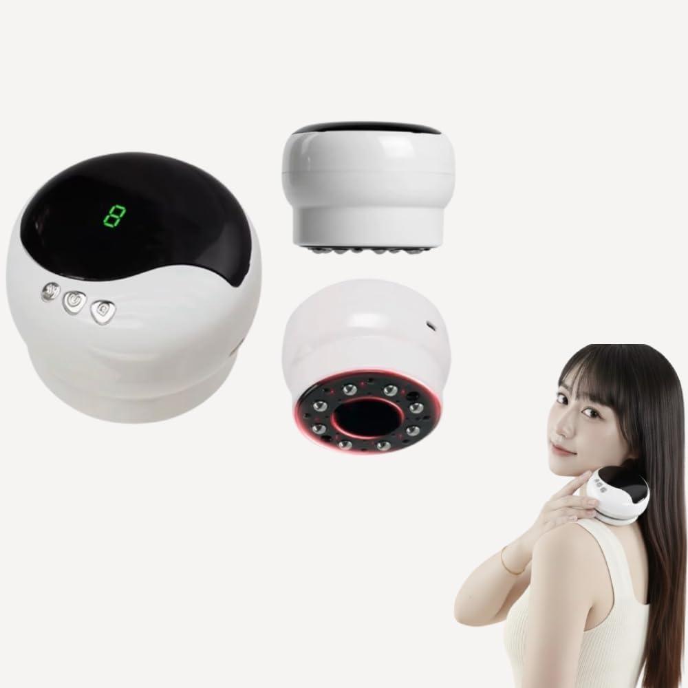 Electric Cupping Massager with Red Light Therapy - 3-in-1 Smart Vacuum Therapy & Gua Sha for Muscle Pain Relief - 9-Level Timing Control - Compatible with Cupping Massage Oil & - USB Rechargeable
