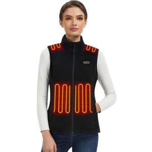 Professional Women's Heated Vest with 20000mAh Battery equipped with Flashlights (Large, Black Fleece Vest)