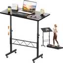 COMHOMA Small Standing Desk Adjustable Height & Tiltable Tabletop, Mobile Stand Up Desk for Laptop, Portable Computer Table for Home Office Work and Walking Pad Treadmill, Height 30.7"-46.4", Black (31.5 IN)