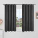 BGment 40 Inch Length Blackout Curtains for Cafe - 34 x 40 inch Short Curtains Rod Pocket and Back Tab Thermal Insulated Room Darkening Curtains for Kitchen Bathroom, 2 Window Panels, Dark Grey