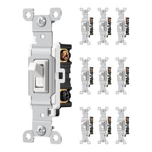 DEWENWILS 3 Way Toggle Light Switch, 120VAC 15A Heavy Duty Switch, Residential & Commercial Grade, Quickwire Push-in & Side Wired, UL Listed, White, 10 Pack