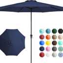JEAREY 11' Patio Umbrellas Outdoor Table Market Umbrella w/Crank, 8 Sturdy Ribs, UV Protection Windproof for Garden, Deck, Backyard, Pool(Navy Blue)