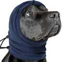 Nanaki 3rd Gen Calming Hoodie Ear Covers-Anti-Slip Hematomas Wraps For Dogs, Adjustable Head Wraps Noise Cancelling Protector, Anxiety Relief Ear Muffs for Fireworks & Grooming Bath (L(Head Girth:16"-27"), Navy)