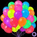 Mega-L Glow in The Dark Party Supplies, 100 Pcs UV Neon Balloons, 12" Round Multicolor Neon Party Decor Balloons for Birthday Decorations Sleepover Party Blacklight Reactive Fluorescent