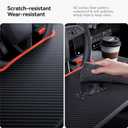 YONZEE 2-in-1 Car Steering Wheel Desk Tray & Car Seat Gap Filler Organizer Foldable Carbon Fiber Look Table for Laptop, Eating, Writing for Standard Round Steering Wheels