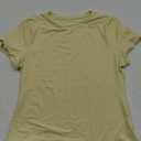 SUUKSESS Women Double Lined Fitted Basic Tee Crew Neck Short Sleeve Y2K Crop Top (X-Large, Yellow)