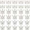 30 Pcs Silver Crown Cake Topper, Crowns for Flower Bouquets Mini Crown Toppers for Flower Arrangements Glittering Cake Decoration for Girl Lady Bridal Mothers Day Wedding Birthday Party, 3 Style