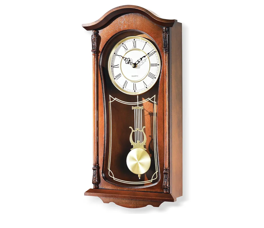 AYRELY® 22IN Grandfather Vintage Wall Clock with Pendulum and Chime, Hour/Quarter-Hour Chime, Mahogany Wooden Frame, Large Vintage Wall Clock for Living Room,Home Decor Gift