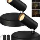 EZVALO Spotlights Indoor with Remote, 5500mAh Rechargeable Picture Lights, Wireless LED Uplighting with TimerDimmable, 3CCT, Display Lights for Plant Painting, Artwork, Accent Lighting (2Pack-Black)