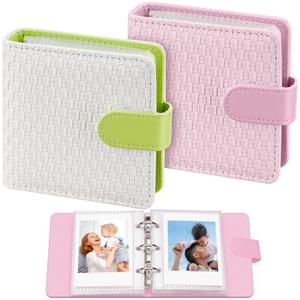 Aphlos 2-Pack Mini Photo Albums for 2x3 Inch Photos, 40-Page Large Capacity Photo Album for Fujifilm Instax Mini 12/9/SE/7+/40/90/EVO, Polaroid Hi-Print/Snap Touch/HP Sprocket (Woven Patterns)