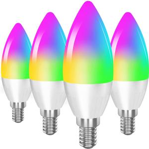 DOGAIN Smart Light Bulb Works with Alexa Google Home E12 Base WiFi Candelabra LED Light Bulb Color Changing Dimmable Chandelier Light Bulbs 360 lm 35w Equivalent 4 Pack (2.4GHz WiFi Only)