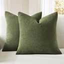 MIULEE Olive Green Couch Pillow Covers 20x20 Inch, Set of 2 Soft Chenille Decorative Square Throw Pillow Covers Farmhouse for Sofa Living Room Bed