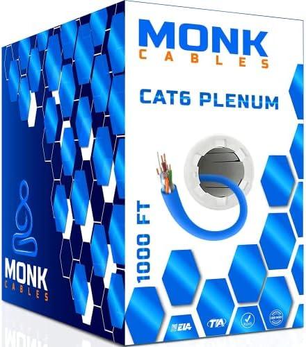 MONK CABLES | CAT6 Plenum Cable 1000ft | UTP, 23AWG, 550MHz | DSX-8000 Certified | Most Certified Cable of The Whole Market (Blue)