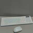 Wireless Keyboard and Mouse Combo, Full-Sized Wireless Keyboard and Adjustable DPI Mouse, 2.4GHz USB Receiver, Keyboard and Mouse for PC, Windows, Desktop, Laptop (Mint Green and White)