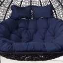 Basket Swing Egg Chair Cushion, 2-Seater Waterproof Removable Thickened Hanging Mattress Replacement with Pillow Thickened Round Hammock Chair Cushion Courtyard Hanging Egg Chair Cushion (Navy Blue) (Pillows Not Included)