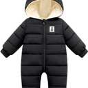Cute Baby Boys Snowsuit New Born baby girls Winter Coat Toddler Clothes (Black)